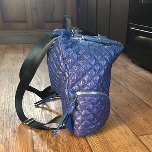 1 Blue quilted backpack purse